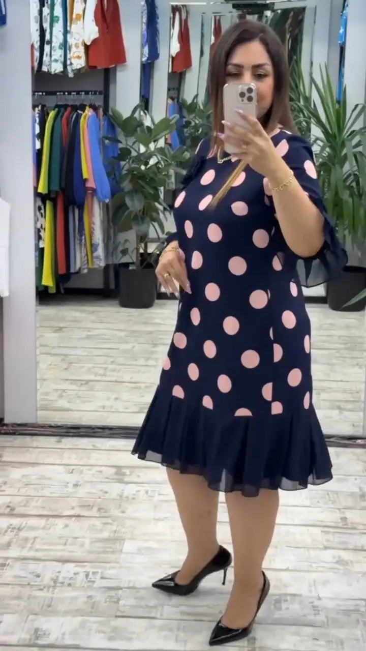 Palerine | Plissiertes Kleid mit Polka-Dots