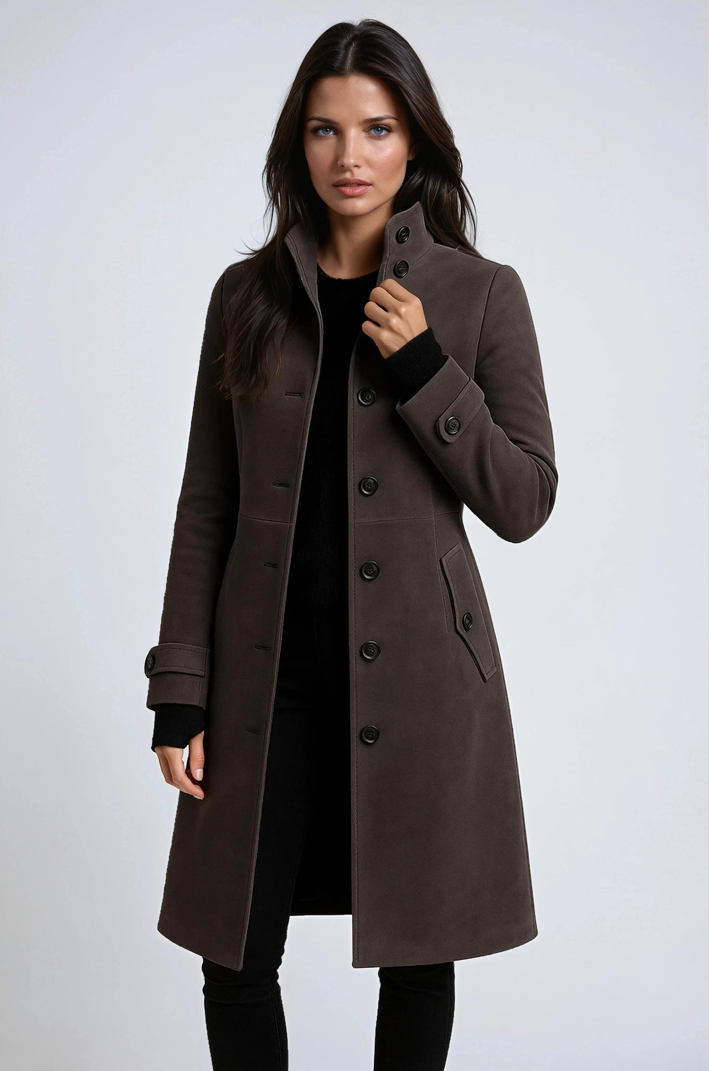Women’s High-Collar Winter Trench Coat