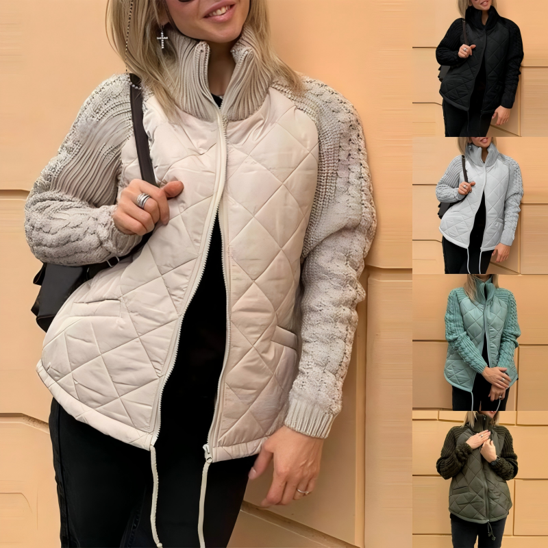 Christmas sale 2025 New Women's Knit Patchwork Puffy Jacket