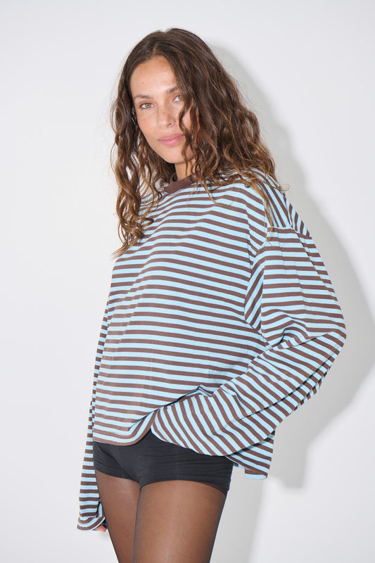 Bloom Long Sleeve Chocolate Sea Stripe