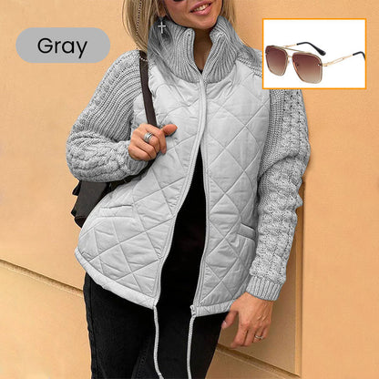 Christmas sale 2025 New Women's Knit Patchwork Puffy Jacket
