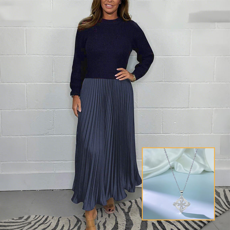 Extended-Black Friday Promotion 41% OFF - Long Sleeve Jumper & Pleated Bottom Dress