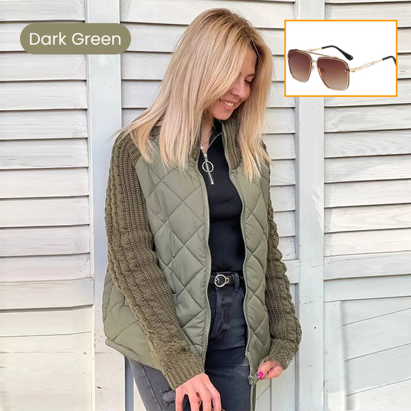 Christmas sale 2025 New Women's Knit Patchwork Puffy Jacket