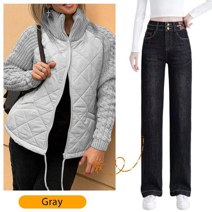 Christmas sale 2025 New Women's Knit Patchwork Puffy Jacket