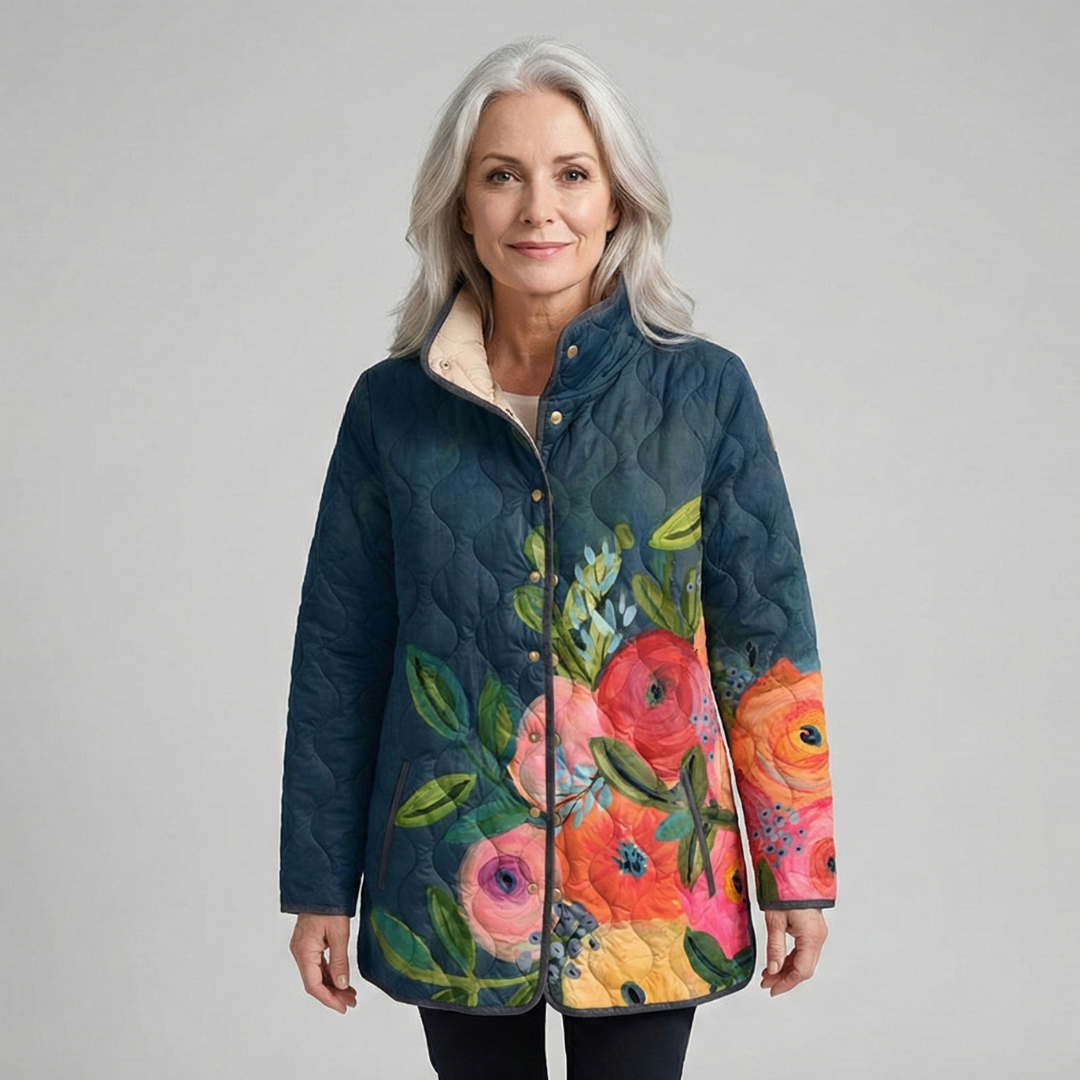 Amaya - Vintage Floral Print Quilted Jacket