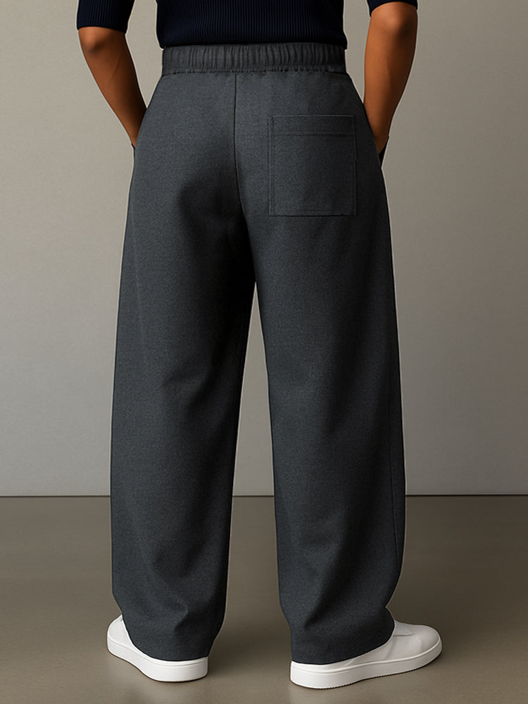 Casual Belt Accent Straight Cut Suit Pants