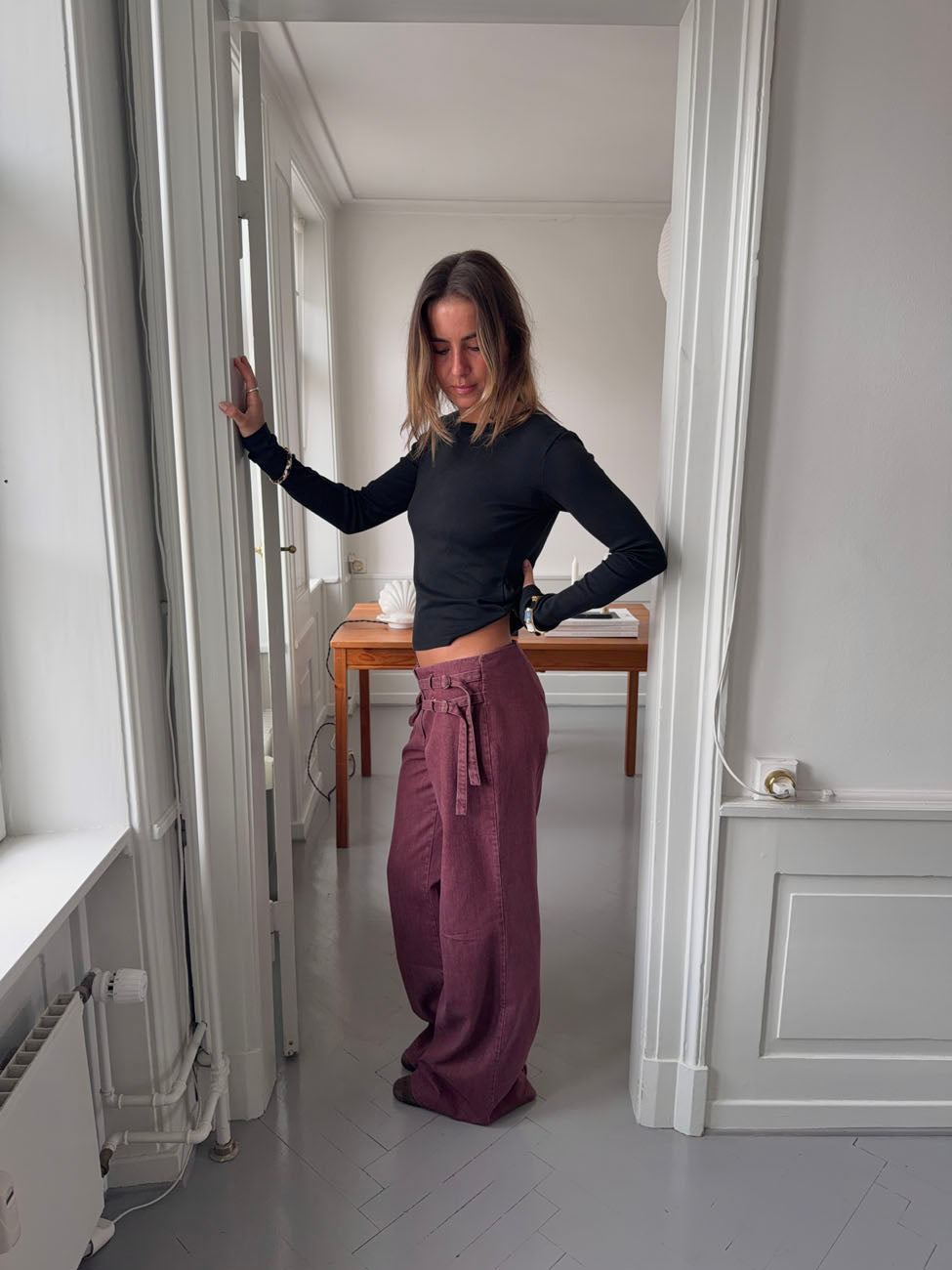 Savora pants with details - Burgundy