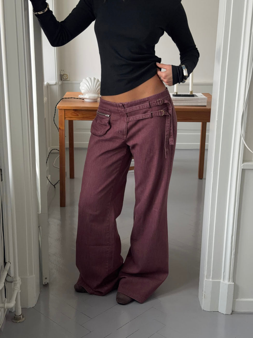 Savora pants with details - Burgundy