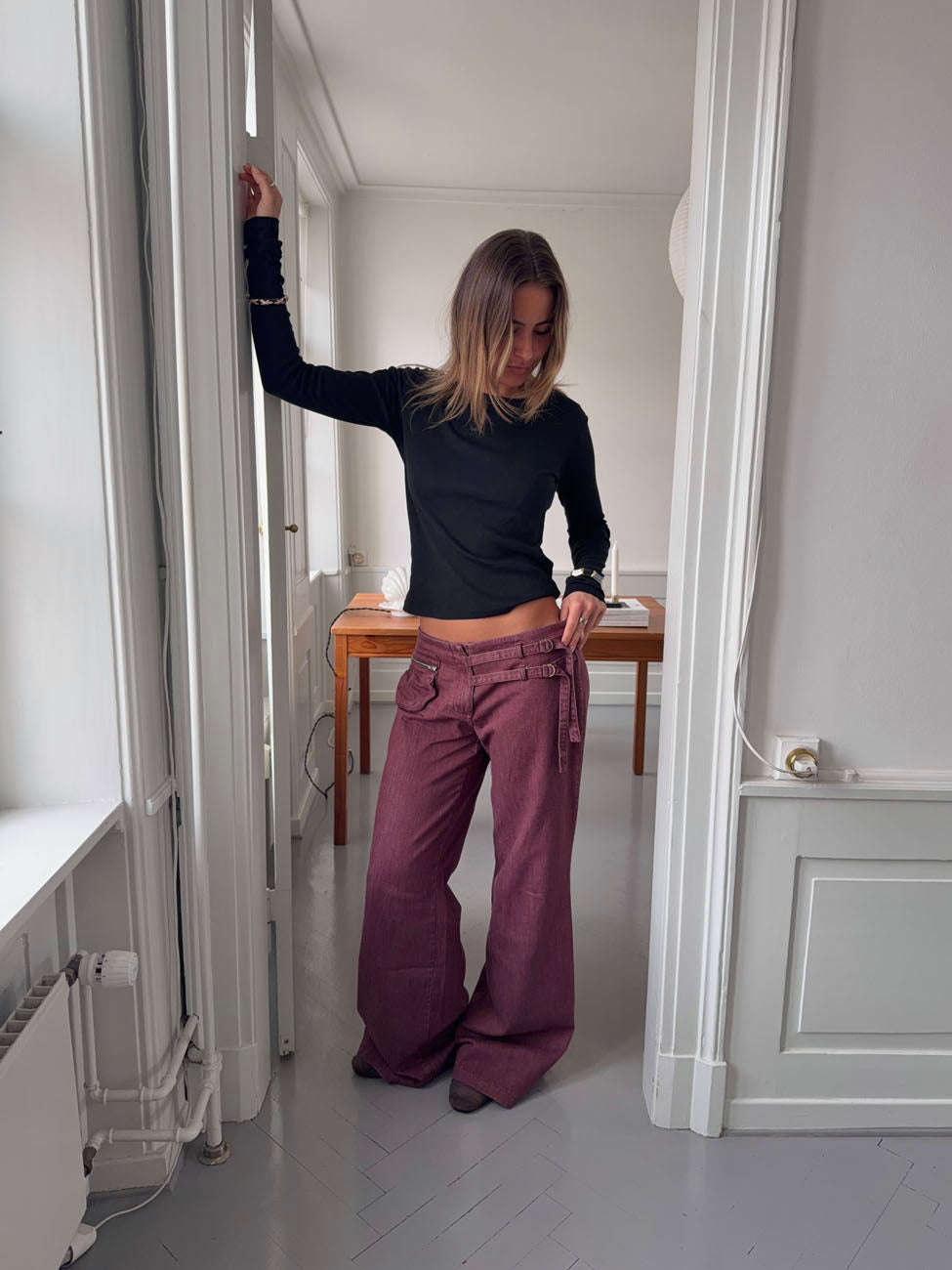 Savora pants with details - Burgundy