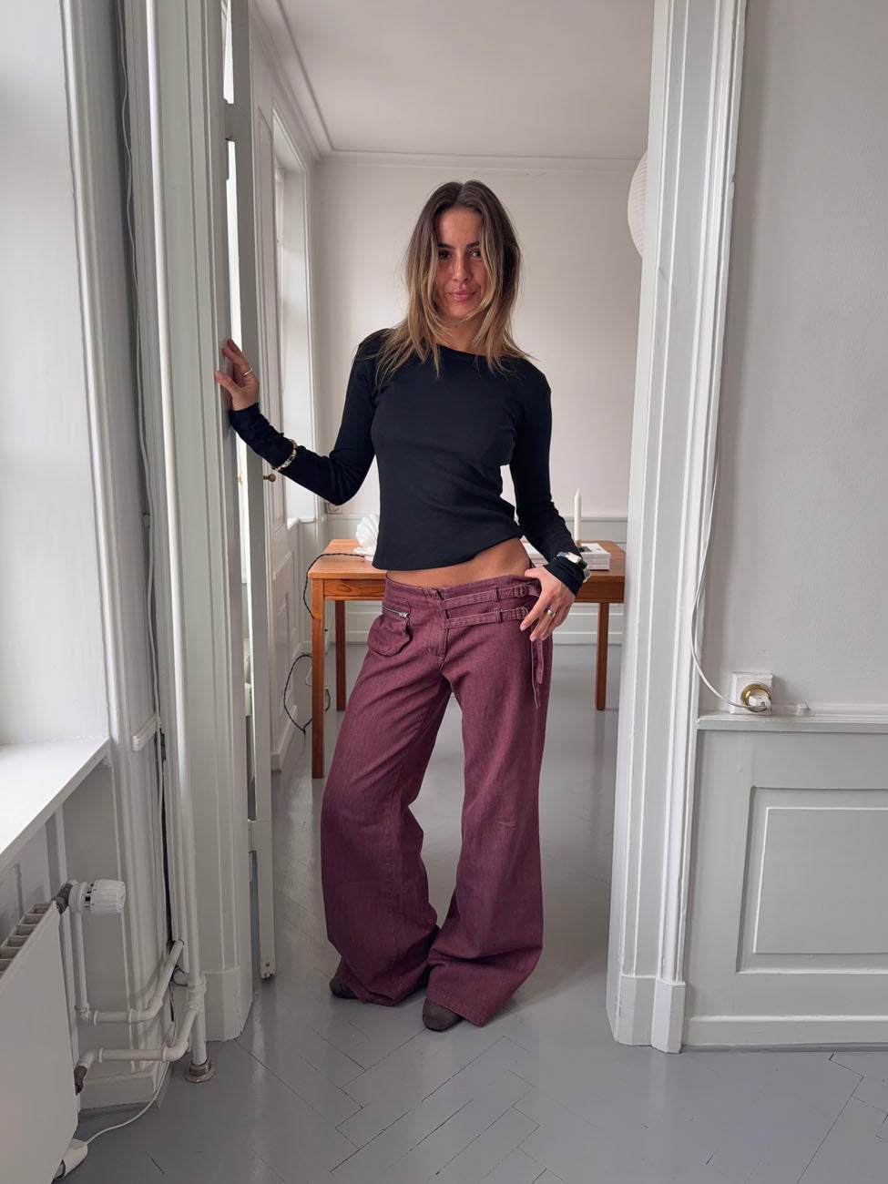 Savora pants with details - Burgundy