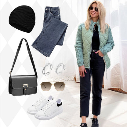 Christmas sale 2025 New Women's Knit Patchwork Puffy Jacket